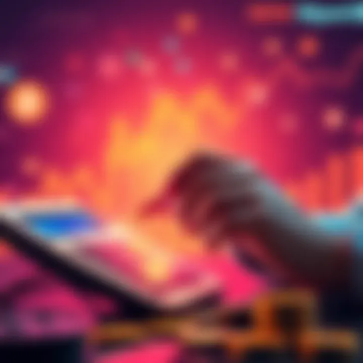 Person calculating profits from HBAR investment with cryptocurrency graphics in the background