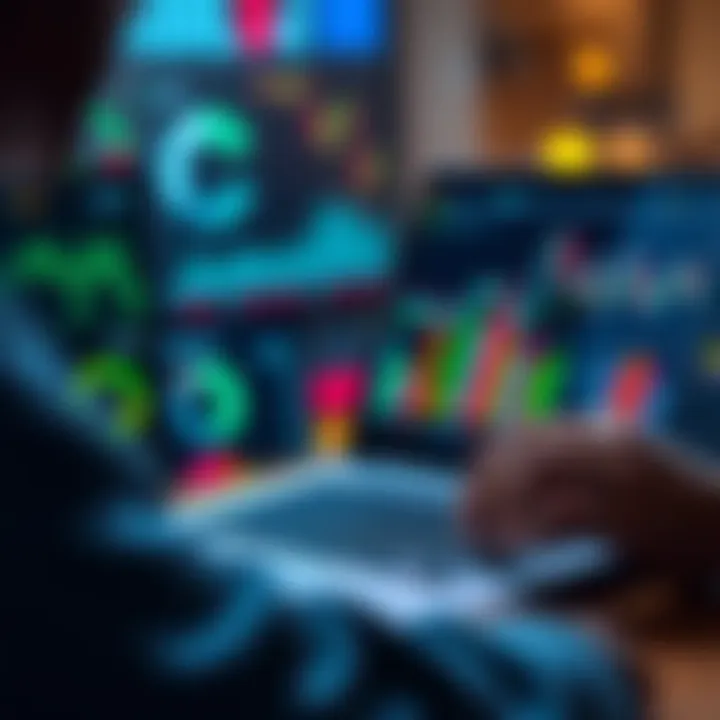 A person analyzing charts and graphs related to asset performance on a laptop.