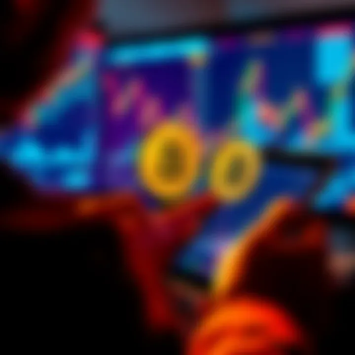 A person analyzing Bitcoin prices on a smartphone, looking at charts and graphs.