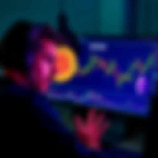 A person looking at Bitcoin and Ethereum charts on a computer screen, contemplating a big investment.