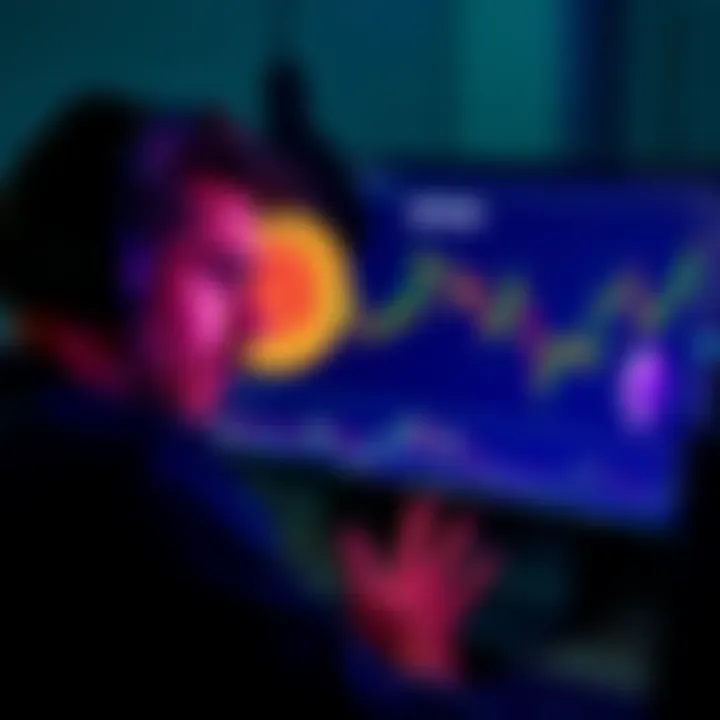 A person looking at Bitcoin and Ethereum charts on a computer screen, contemplating a big investment.