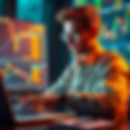 A person contemplating investing in Bitcoin with charts and a laptop in front of them