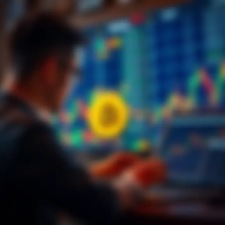 A person looking at cryptocurrency charts with a laptop, considering an investment in Bitcoin.