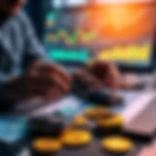 A person analyzing Bitcoin investment options with charts and a digital wallet on a table