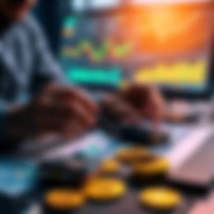 A person analyzing Bitcoin investment options with charts and a digital wallet on a table