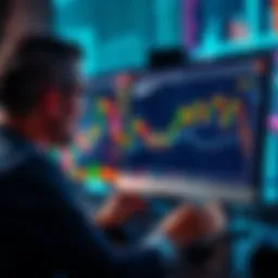 Investing in Bitcoin An investor looking at a Bitcoin price chart on a computer screen during a market dip.