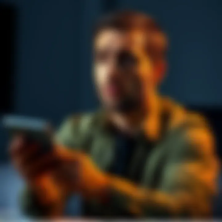 A person contemplating a $50,000 loan to invest in Bitcoin and Ethereum, weighing financial decisions with a calculator and financial documents around them.