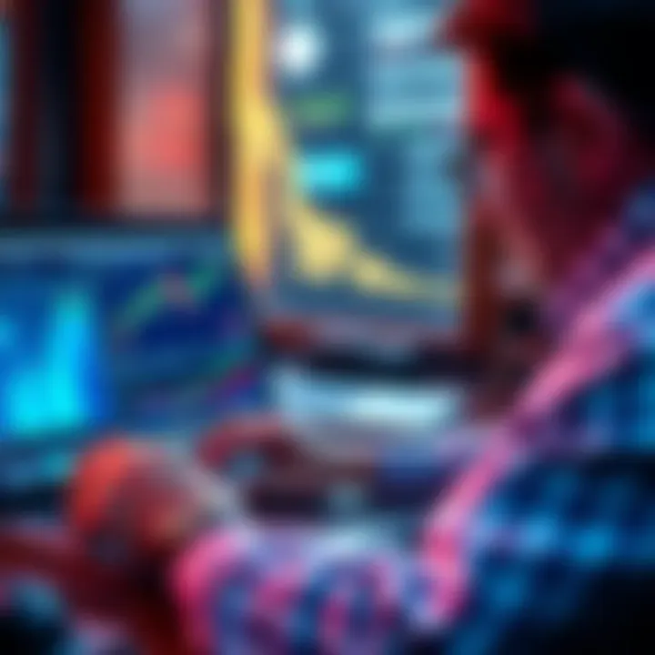 Investing in $CHAT tokens Person analyzing $CHAT token growth on a laptop with charts