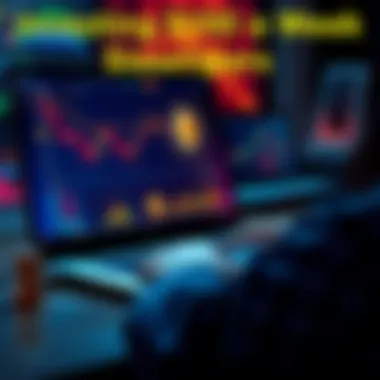 A person using a laptop to invest in cryptocurrencies like Ethereum, Bitcoin, and others, showcasing charts and graphs on the screen.