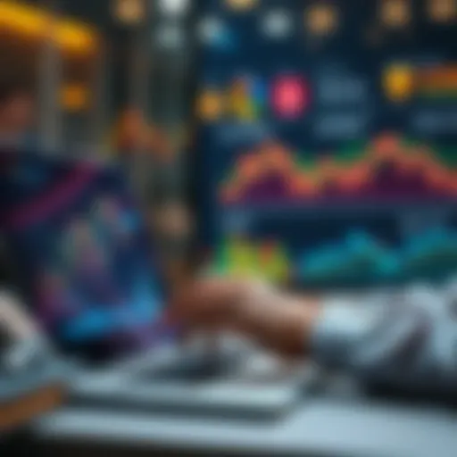 A person analyzing cryptocurrency graphs and charts on a laptop, considering investment in Bitcoin and Ethereum.