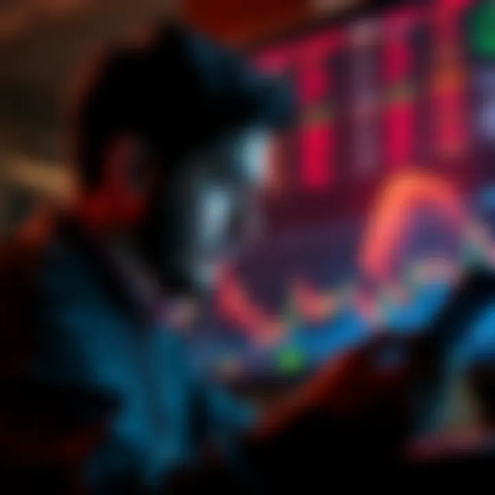 A person analyzing cryptocurrency charts and graphs, focused on making investment decisions at the market's low point.
