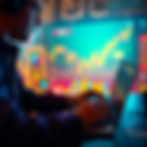 Person analyzing cryptocurrency trends on a laptop