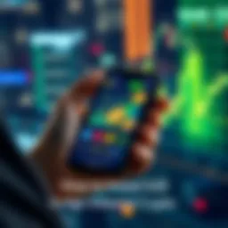Investing in Cryptocurrency Person holding a smartphone with cryptocurrency graphs and coins displayed, symbolizing investment opportunities.