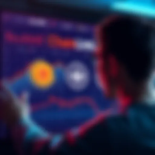 Investing in Crypto Options A person looking at a chart with Bitcoin, Solana, and Chainlink logos while contemplating a $10K investment.