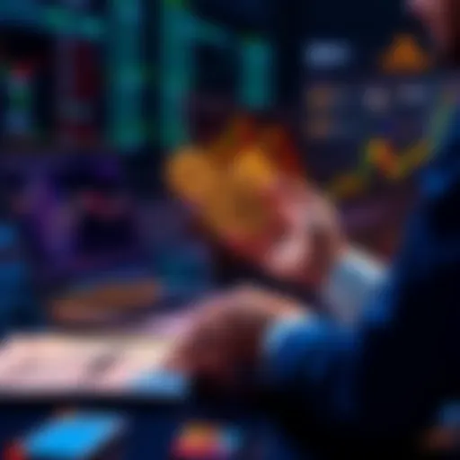 A person analyzing crypto charts with a laptop and notes, planning a $200 investment strategy.