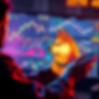 Investing in Doge A person looking at cryptocurrency charts with a focus on Dogecoin, considering a $500 investment.