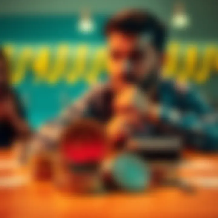 A person contemplating an investment decision with Solana coins on a table and a calculator in the background.