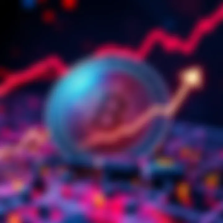 A digital representation of Kaspa cryptocurrency with a graph showing an upward trend in value, symbolizing investment potential.