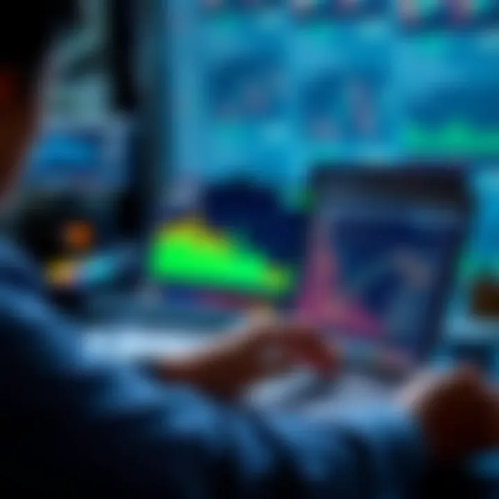Investing Mindset A person analyzing investment options with financial charts and graphs on a laptop.