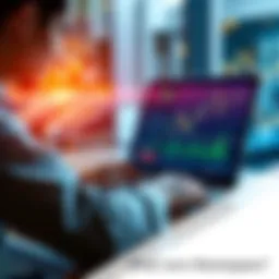 A person looking at stock market graphs on a laptop while considering investment options