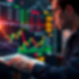 A person analyzing stock market graphs and calculating profits, considering when to sell assets.
