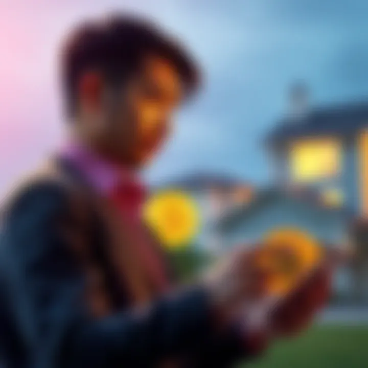 A person analyzing rental property options with a Bitcoin currency symbol nearby