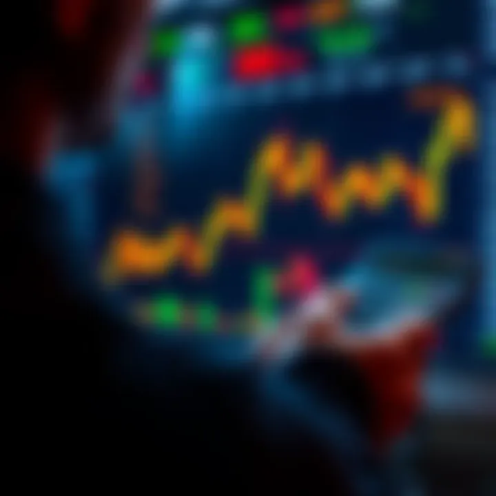 Person analyzing stock market trends with a chart and calculator, symbolizing low buying opportunities and high selling potential.