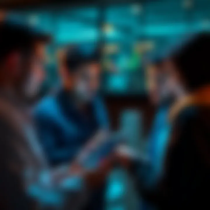 People discussing investment strategies using the Revolut app on a smartphone