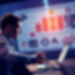 A person looking at financial statements and sports team logos, pondering an investment decision, with a laptop open in front of them.