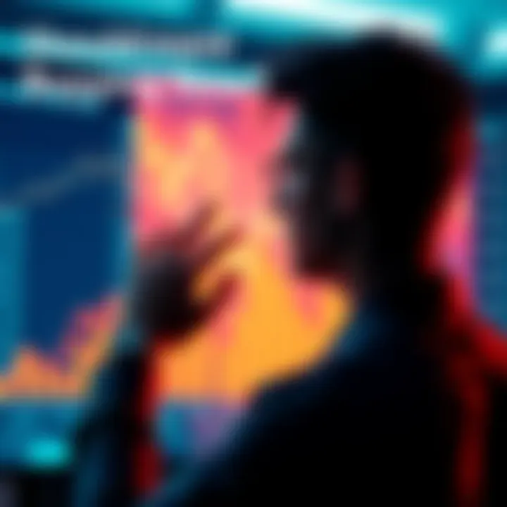A person looking at a financial chart showing upward trends, contemplating investment options.