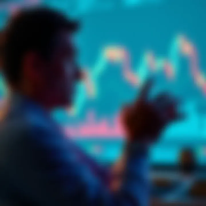 Person contemplating investment options with cash and financial charts in the background