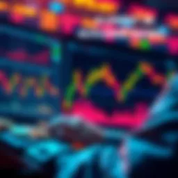 A person analyzing charts and coins related to altcoin investments, showing potential market trends and opportunities.