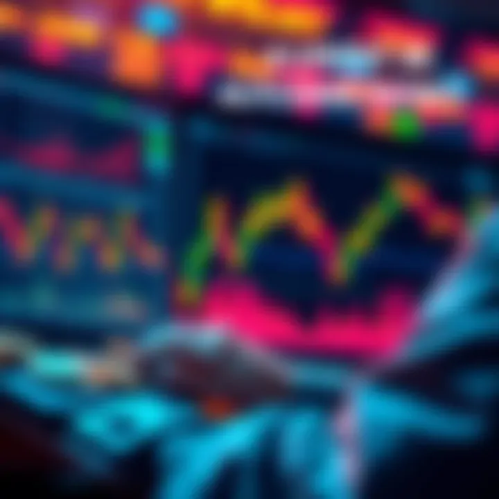 A person analyzing charts and coins related to altcoin investments, showing potential market trends and opportunities.