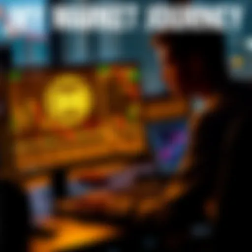 A person analyzing cryptocurrency charts on a computer with HBAR logo in the background