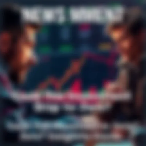 A worried person looking at a stock market graph showing a downward trend with friend discussing beside them