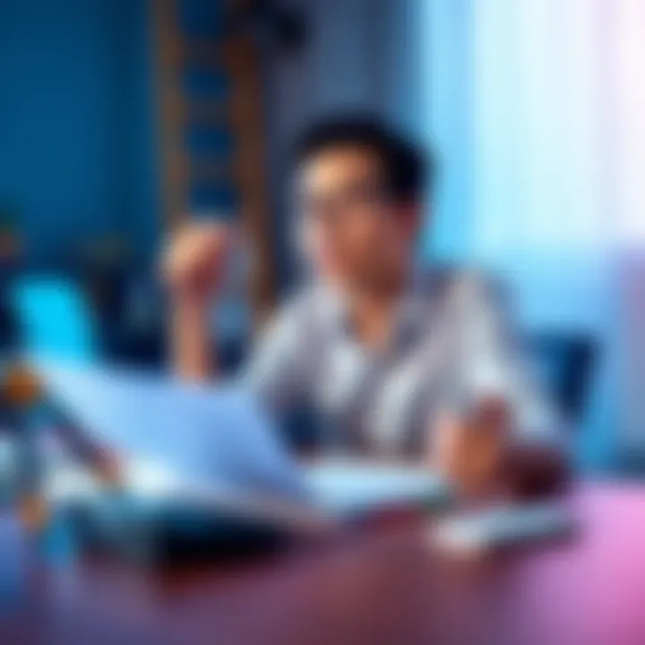 A person sitting at a table with a calculator and papers, looking thoughtful while considering investment decisions.