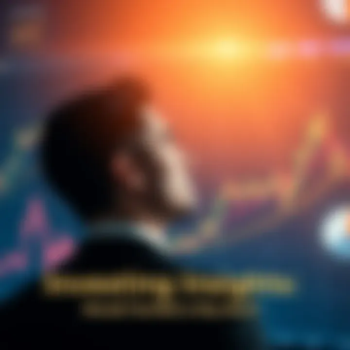 A person contemplating investment options with charts and graphs in the background