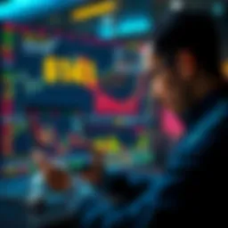 A person analyzing stock charts and trends on a tablet, contemplating whether to invest at $141 or wait for a market correction.