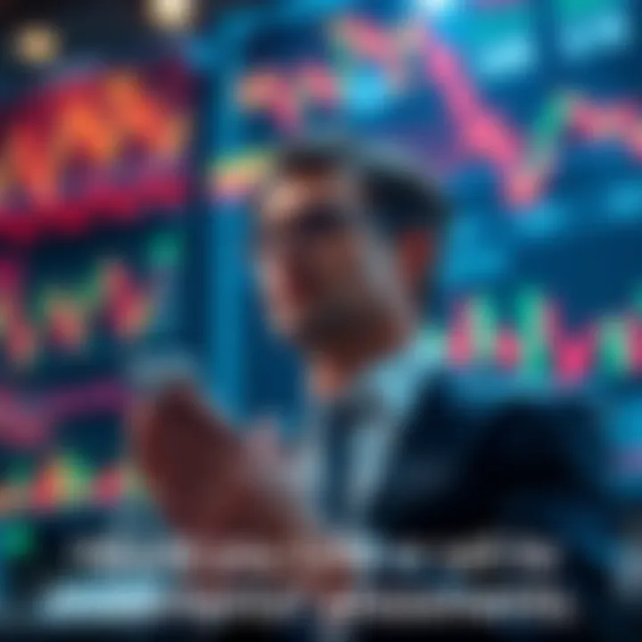 Investment Decisions A thoughtful investor weighing options between holding and selling assets with financial charts in the background.