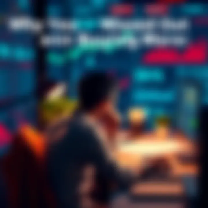 A person sitting at a desk looking at financial charts and graphs, reflecting on missed investment opportunities