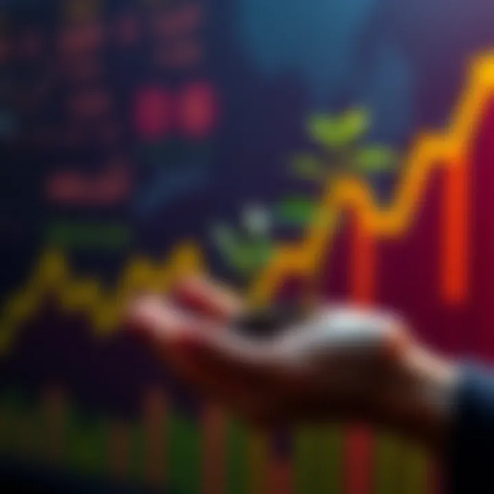 A person holding a growing plant symbolizing investment growth over time, with a positive graph in the background.
