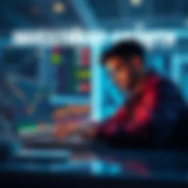 Investment Growth A person analyzing stock market trends on a laptop while considering buying opportunities during a price drop.