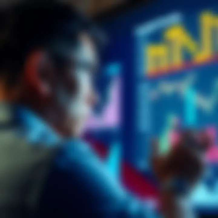 Investment Growth Concept A person looking at financial graphs and charts, symbolizing investment strategies and growth.