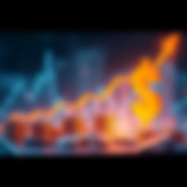 A graph showing increasing investment prices alongside a dollar symbol, representing dollar-cost averaging strategy.