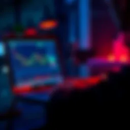 A person analyzing cryptocurrency graphs on a laptop with XRP logo in the foreground