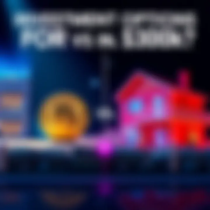 Investment Options for $300k: BTC vs. Real Estate A visual representation contrasting Bitcoin and real estate as investment avenues.