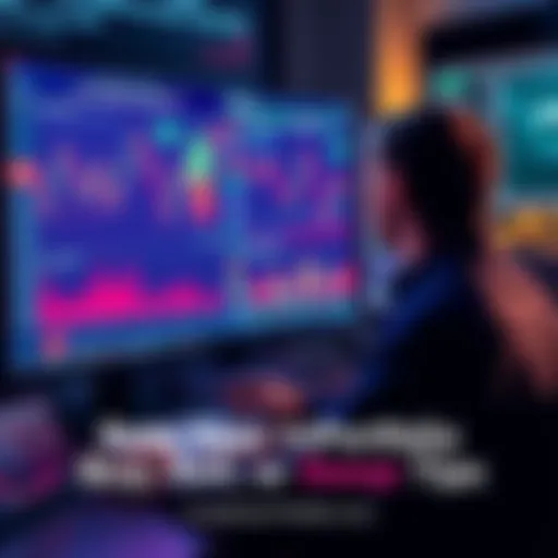 A person analyzing financial charts and graphs on a computer screen, considering whether to buy, sell, or swap investments.