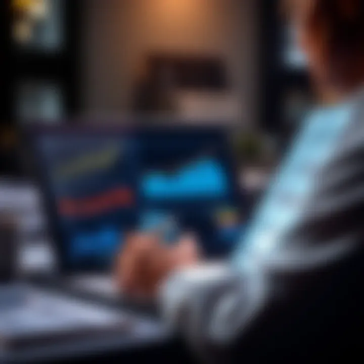 A person analyzing financial charts and graphs on a laptop, seeking advice on their investment portfolio