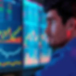 A person looking worried while observing stock market charts on a screen, highlighting the stress of investment risks.