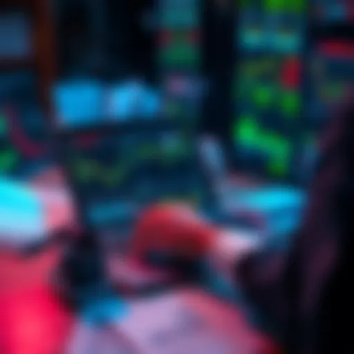 A person analyzing stock charts on a laptop while considering selling investments, surrounded by financial documents.